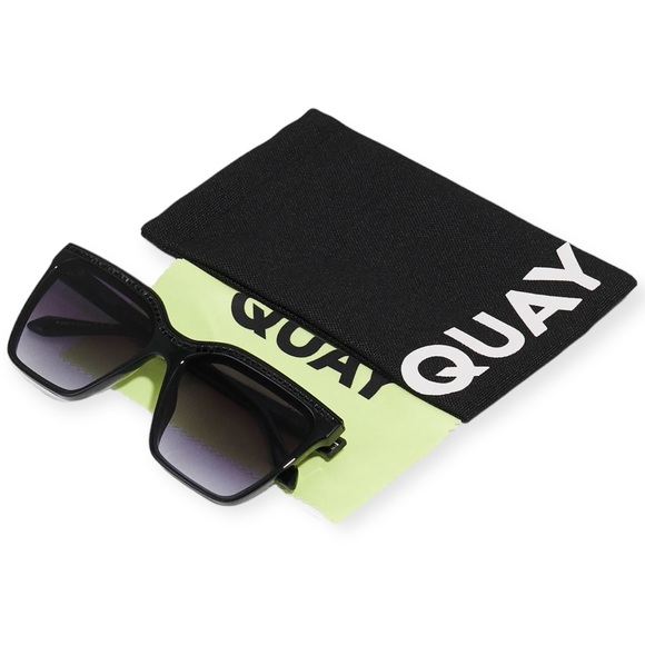 QUAY Level Up Bling Sunglasses Black Frame Black Gradient Lens Crystals New - Picture 11 of 14